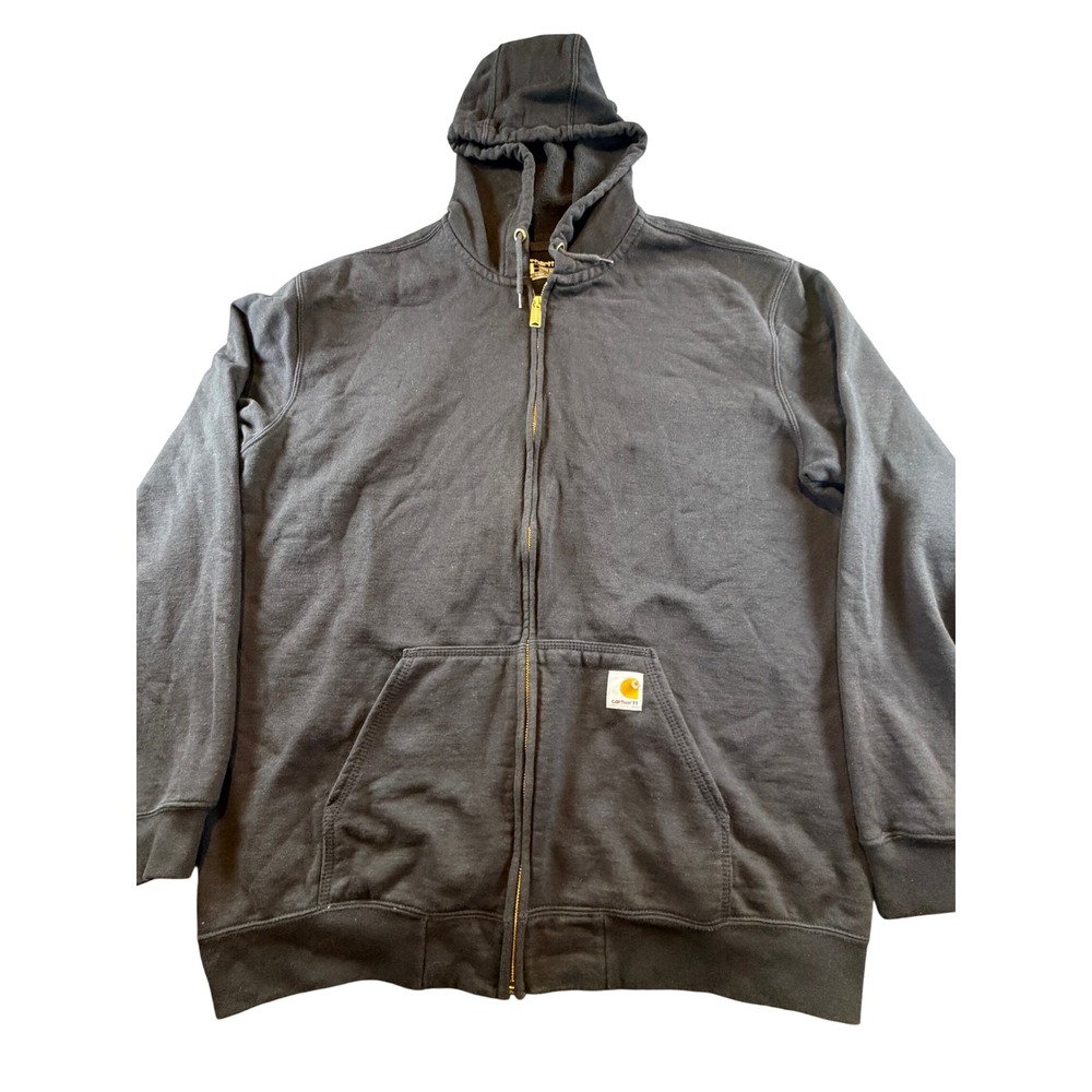 Carhartt Mens Loose Fit Full Zip Hooded Sweatshirt Black XL Midweight Hoodie